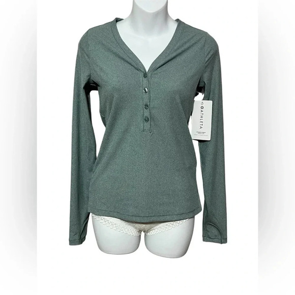 Athleta | Uptempo Ribbed Henley Top | NEW WITH TAG 🏷️ - Picture 1 of 9